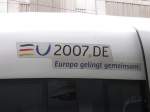 Aufschrift EU 2007.De Europa gelingt gemeinsam am ICE 3 (BR 406 501-7)