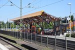 EMSDETTEN (Kreis Steinfurt), 20.07.2016, Blick auf den östlichen Seitenbahnsteig des Bahnhofs Emsdetten