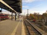 Bauarbeiten fr die Einbindung der zuknftigen Neubaustrecke am Gleis 10 in Erfurt Hbf; 03.11.2011