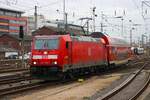 DB Regio Bombardier Traxx 146 238-1 am 06.01.24 in Frankfurt am Main Hauptbahnhof vom Bahnsteig aus fotografiert