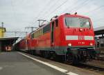 111 108, die erst am 30.06.2010 frisch untersucht worden ist, war unser Zugpferd am RE nach Gelnhausen.