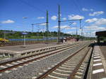 Bahnhof Gerstungen mit seinen Bahnsteig 2 und 3 am 29.Mai 2020.