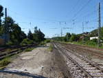 Bahnhofsausfahrt mit Blick Richtung Saalfeld (S), am 22.07.2020 in Jena-Göschwitz.