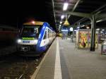 VT 801 des Harz Elbe Express am 21.12.2013 im Bahnhof von Goslar auf dem Weg nach Halle Saale HBF