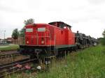 Lok der Baureihe V60 der EGP am 18.06.2009 im Bahnhof Hagenow Stadt mit einer bergabe.