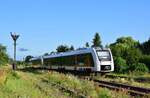 Nachschuss auf 1648 410 und 1648 401 bei der Ausfahrt in Haldensleben gen Oebisfelde.

Haldensleben 02.08.2021