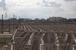 Blick  von der Berliner Brücke auf den noch ungenutzten neuen Verschiebebahnhof Halle (Saale)02.09.2017 13:07 Uhr.