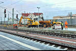 Am Tag der offiziellen Inbetriebnahme der Westseite (Gleise 4–7) in Halle(Saale)Hbf wurde mit dem Rückbau des Interimsbahnsteigs Halle(Saale)Hbf Gl.