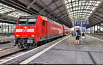 Im Startbahnhof Halle(Saale)Hbf wird 146 016-1 ihre Fahrt durchs Saaletal abweichend auf Gleis 4 beginnen.

🧰 Elbe-Saale-Bahn (DB Regio Südost)
🚝 RE 4885  Saale-Express  (RE18) Halle(Saale)Hbf–Jena-Göschwitz
🕓 20.8.2022 | 8:54 Uhr