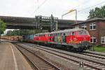 Nachschuss auf RPRS 218 469-5  Betty Boom , als diese am Abend des 18.07.2019 zusammen mit ihrer Schwester RPRS 218 381-2 einen Bauzug aus dem Bahnhof von Hamburg Harburg in den Gbf Harburg zurück drückten.