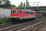 Lokportrait von MEG 708 (155 046-6) am 13.08.2014, nachdem sie einen Containerzug in den Hamburger Hafen brachte, in Hamburg Harburg.