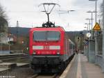 Am 6. Dezember stand 143 026 mit ihrem RE von Halle nach Kassel in Hann.Mnden.