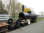 Aufgestellter Dampfkessel,am 28.April 2023,im Bahnhof Hasselfelde.