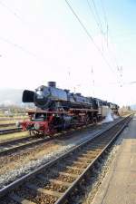 Dampflok 41 018 und im schlepptau die 01 202 zum Kohlefassen.