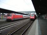 Eine BR 101 mit EC und eine BR 146 mit RB nach Stuttgart am 28.01.11 in Heidelberg Hbf 