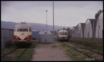 Vor 27 Jahren gab es sie noch: In ihrer Heimatdienststelle Heidelberg warten am 16.8.1989 zwei US Triebwagen auf ihre nächsten und wohl bald letzten Einsätze auf DB Gleisen.