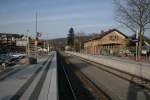Bahnhof Hoffenheim nach der Fertigstellung. Lediglich von der Elektrifizierung ist noch nichts zu sehen. Bild aufgenommen am 3.2.09.