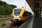 646 042 (Stadler GTW) der Ostdeutschen Eisenbahn GmbH als RB 68824 (RB33) nach Berlin Wannsee wartet im Startbahnhof Jüterbog auf Abfahrt.