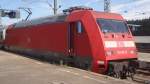 101 061 erreicht mit ihrem IC2260 den Endbahnhof Karlsruhe Hbf. August 2014.