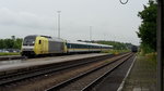 der 28.Juni 2016 war ein regnerischer Tag. Einfahrt des ALEX Lindau - Memmingen - München im Bahnhof Kaufering