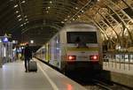 Leipzig Hbf. BR 223 054 mit dem RE 6 nach Chemnitz Hbf wartet auf Abfahrt. Die Aufnahme stammt vom 12.02.2018. 