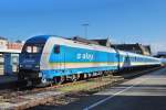Am 20.03.11 wartet der ALEX in Lindau um seinen Weg ber die Allgu-Bahn nach Mnchen anzutreten.