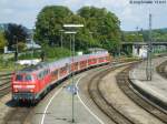 218 3693 kam am 13.8.07 mit einem RE aus Mnchen in Lindau Hbf an.