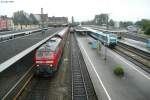 218 427 steht am 26.05.2013 mit einem IRE nach Stuttgart im Lindauer Hbf bereit.