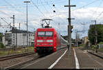 Nachschuss auf 101 059-4 mit Zuglok 101 067-7 als umgeleiteter und verspäteter IC 2393 (Linie 62) von Frankfurt(Main)Hbf nach Stuttgart Hbf, der den Bahnhof Ludwigsburg auf Gleis 4