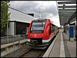 DB 620028 ist hier am 14.5.2021 im Endbahnhof Lüdenscheid angekommen. Der Bahnhof besteht heute nur noch aus einem Stumpfgleis!