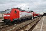 146 008 verlässt am 7.4.2017 mit der RB40 (RB16443) von Braunschweig Hauptbahnhof nach Burg(Magdeburg) den Magdeburger Hauptbahnhof.