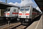 Zusammentreffen im Magdeburger Hauptbahnhof von 146 564-0 mit IC2039 von Norddeich Mole nach Leipzig Hauptbahnhof und 146 570-7 mit IC2036 von Leipzig Hauptbahnhof nach Norddeich Mole. (1.8.2016)