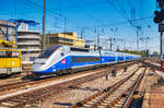 310 027-2 fährt als TGV 9580 (Frankfurt (Main) Hbf - Strasbourg	- Lyon Part Dieu - Marseille-St-Charles) aus Mannheim Hbf aus.