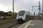 9442 802 (Bombardier Talent 2) von Abellio Rail Mitteldeutschland als RB 74616 (RB20) von Halle(Saale)Hbf Gl. 13a nach Eisenach erreicht den Bahnhof Merseburg auf Gleis 2. [9.9.2017 | 11:42 Uhr]