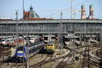 Übersicht des Münchner Hbf von der Hackerbrücke aus gesehen.