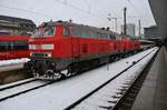 218 420-8 und 218 425-7 verlassen am 7.1.2019 mit dem EC194 nach Zürich HB den Münchener Hauptbahnhof. 