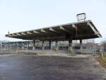 Der Eingang zum ehem. S-Bahnhof Mnchen Olympiastadion, am 13.02.2020.