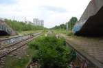 Ehemaliger S-Bahnhof Olympiastadion (Oberwiesenfeld) am 2. Juni 2012. Blick aus dem Tunnel unter dem Empfangsgebude.