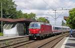 Mit dem IC 1193 von Kopenhagen nach Hamburg durchfährt die EB 3216 am 10.07.2023 den Bahnhof Neumünster