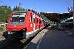 611 003 als IRE nach Ulm Hbf am Morgen des 21.08.13 abfahrbereit im Abgangsbahnhof Neustadt (Schwarzwald).