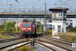 Von Bleicherode bis Nordhausen fahren die Züge wegen Bauarbeiten auf dem Gegengleis. Erst in Nordhausen wechselt 143 896-9 wieder auf das  richtige  Gleis 29.08.2015
