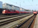 111 201-0 und 146 246-4 warten in Passau-Hbf auf Zugleistungen in die Bayerische-Landeshauptstadt; 140308