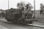 Henschel Typ Preußen als DVB 5 bei einer Ausstellung im Bahnhof Radebeul-Ost im Jahr 1977