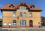 Bahnhofgebäude von Radebeul Ost am 08. Juli 2023.