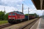 232 601-5 DB Schenker Rail Deutschland AG mit einem gemischtem Gterzug aus Brandenburg-Altstadt ber Rathenow umgeleitet und fuhr in Richtung Wustermark weiter. 08.06.2012