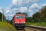 Eine 155 in Regis-Breitingen fährt einen Güterzug in Richtung Altenburg,08.09.2015