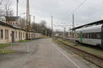 Das heutige Gleis 66 am 13.02.2023 in Riesa.