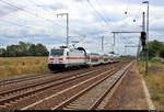 146 558-2 DB als IC 2440 (Linie 55) von Dresden Hbf nach Köln Hbf durchfährt den Bahnhof Rodleben auf der Bahnstrecke Trebnitz–Leipzig (KBS 254).
Aufgenommen am Ende des Bahnsteigs 1.
[10.8.2019 | 13:19 Uhr]