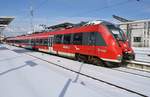 442 846-2 fährt am 27.2.2018 als RB12 (RB13261) von Rostock Hauptbahnhof nach Ribnitz-Damgarten West aus dem Rostocker Hauptbahnhof aus.