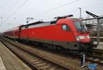 182 007 hat am 22.1.2017 mit einem RE5 (RE4356) von Wünsdorf-Waldstadt den Rostocker Hauptbahnhof erreicht.